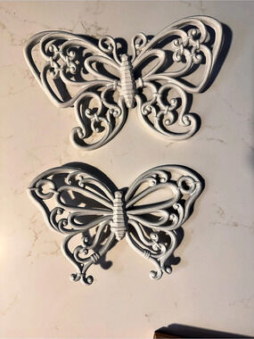 Vtg MCM White butterflies